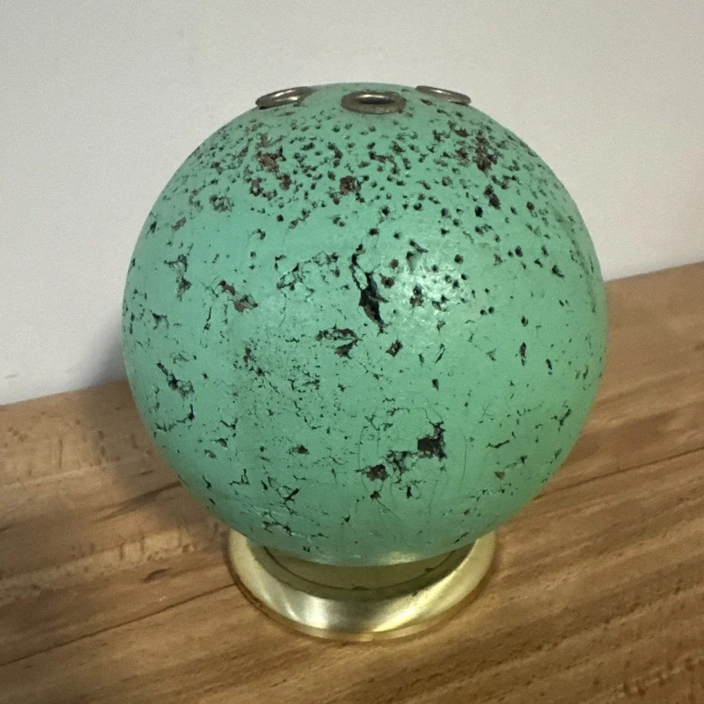 Vintage Mid Century Modern Cork Pencil Pen Holder Circle Ball Atomic Office Desk